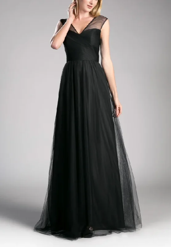 6 - la divine black pleated bodice tulle gown Tulle Dress Shine