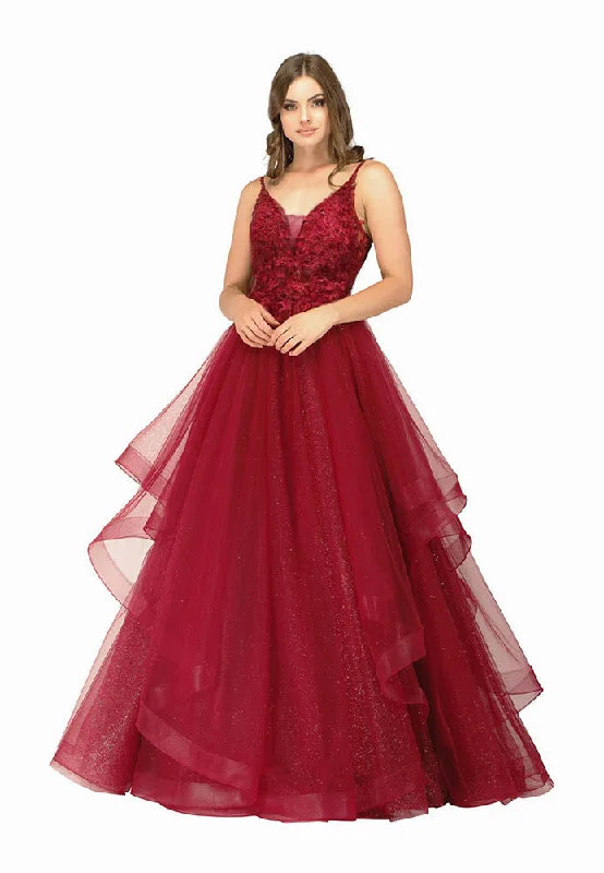 M - ssb red glitter layered tulle ballgown Elegant Tulle Dress