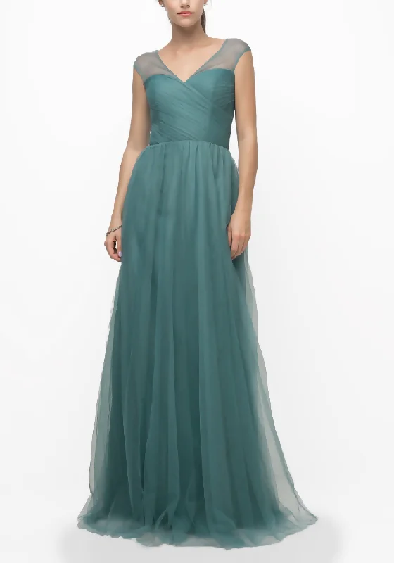 6 - la divine teal pleated bodice tulle gown Short Tulle Dress