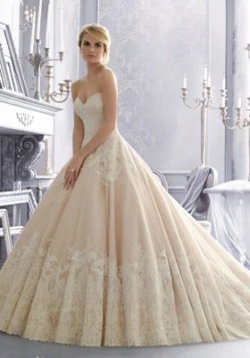 Mori Lee Classic Alençon Lace on Tulle (#2674) Stylish Tulle Gown