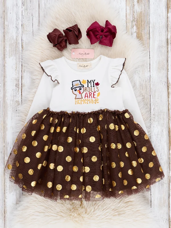 Brown & Gold Dots "Homemade Rolls" Tulle Dress Sexy Tulle Dress