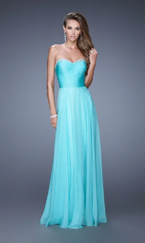 6 - la femme turquoise strapless embellished tulle gown Formal Tulle Dress