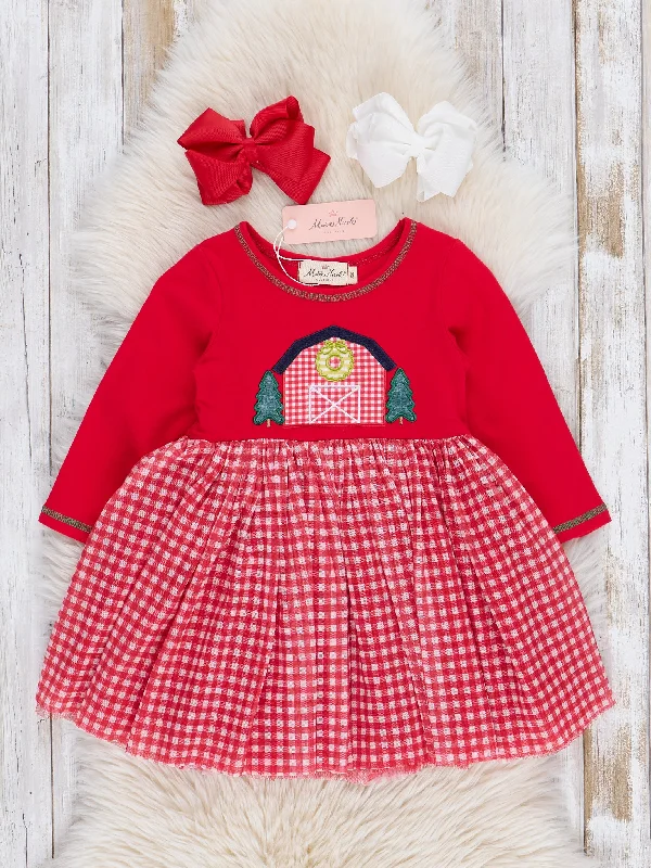 Red Gingham Holiday Barn Tulle Dress Tulle A-line Dress