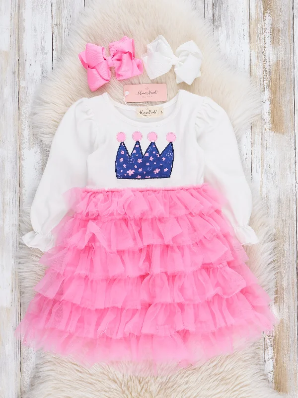 Pink Birthday Princess Tiered Tulle Dress Vintage Tulle Dress