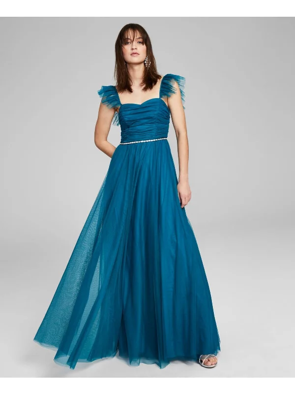 3 - city studio teal ruched tulle gown Tulle Wedding Gown