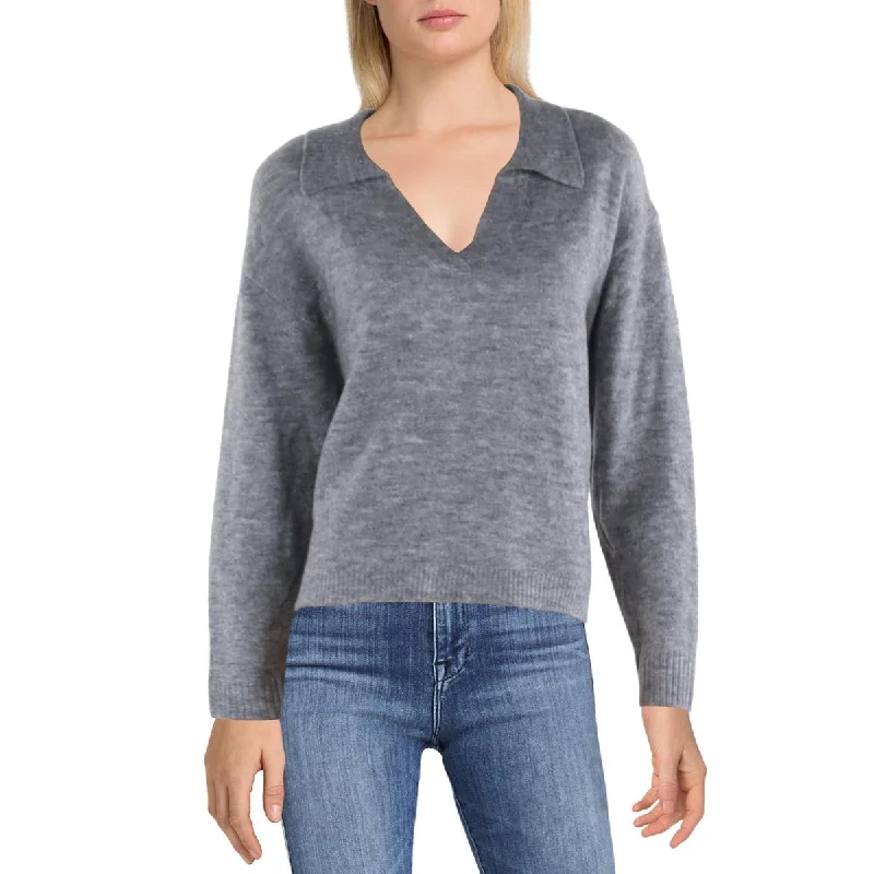 Womens Knit Pullover V-Neck Sweater Cropped sweaters