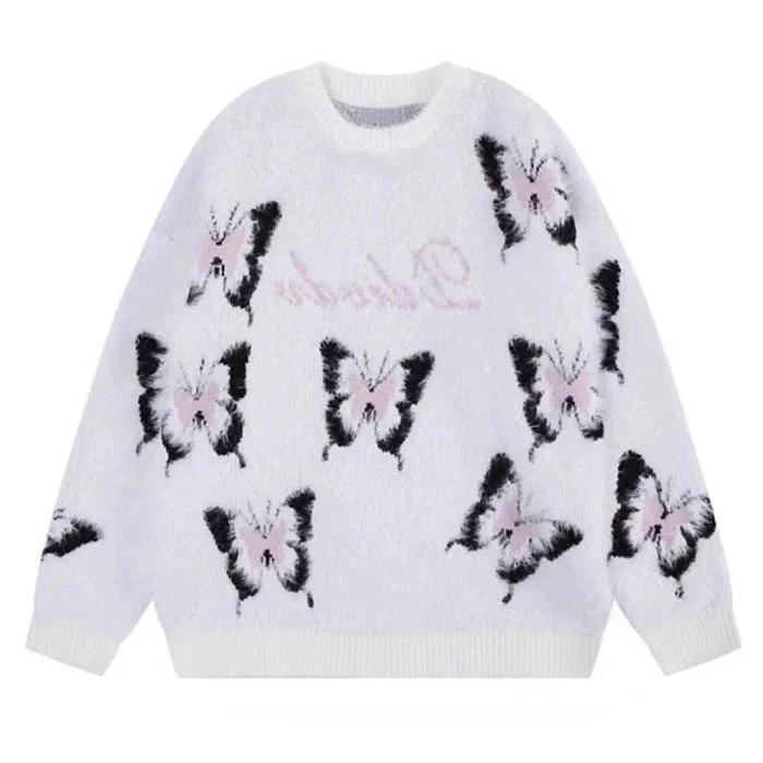 Fluffy Butterfly Sweater Crewneck sweaters