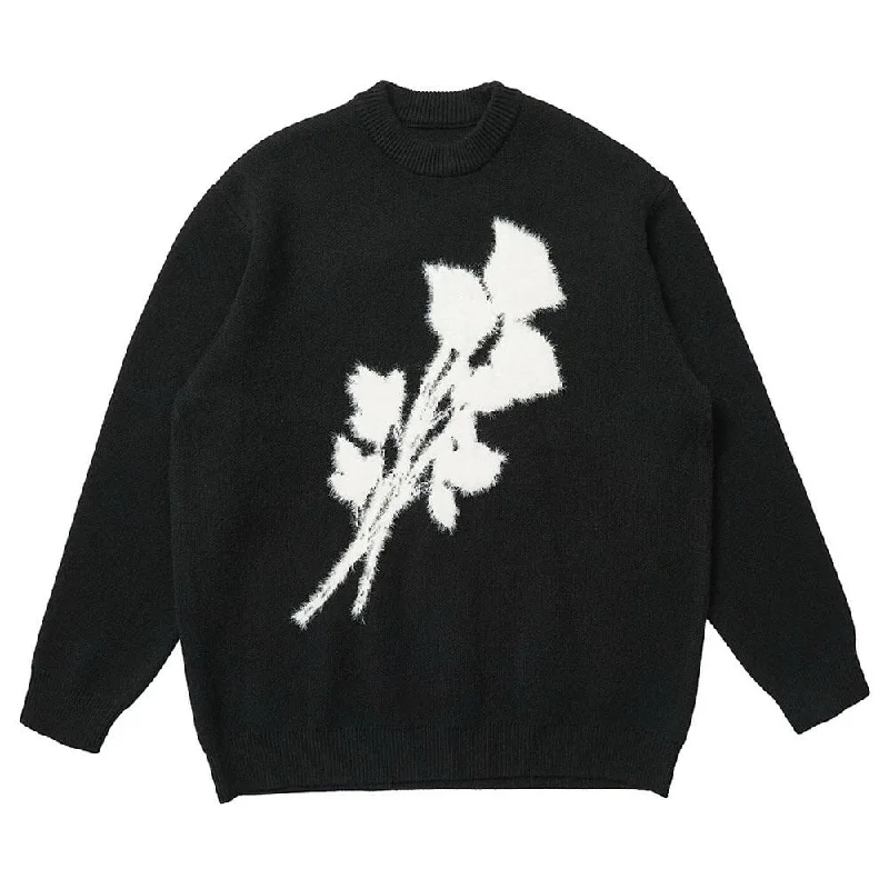 Grunge Aesthetic Rose Print Sweater Water-resistant sweaters