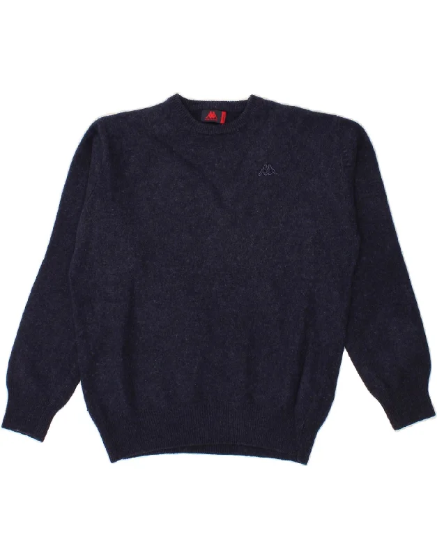 KAPPA Womens Crew Neck Jumper Sweater UK 16 Large Navy Blue Virgin Wool Thermal sweaters