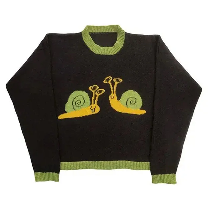 Snail Embroidery Aesthetic Sweater Women's sweaters