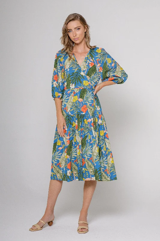 Print Wrap Midi Dress Cocktail midi dresses