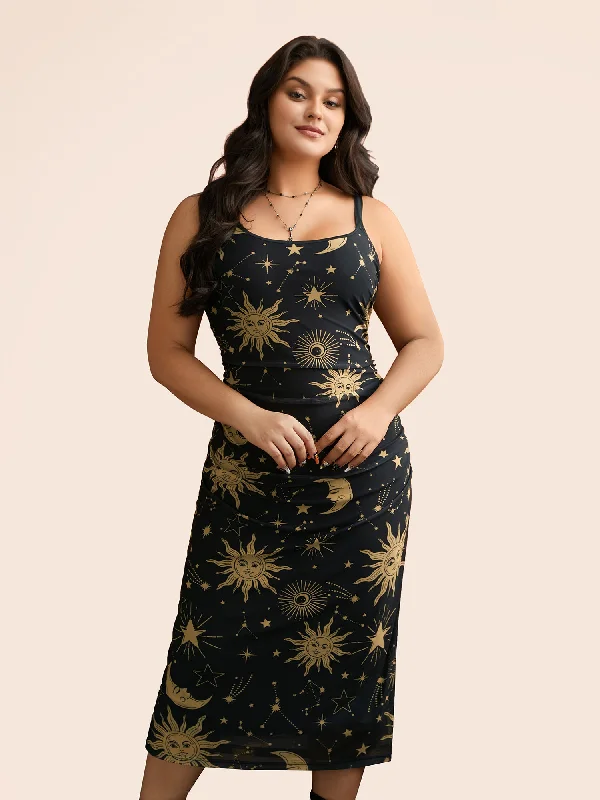 Cami Starry Mesh Chiffon Midi Dress Velvet midi dresses