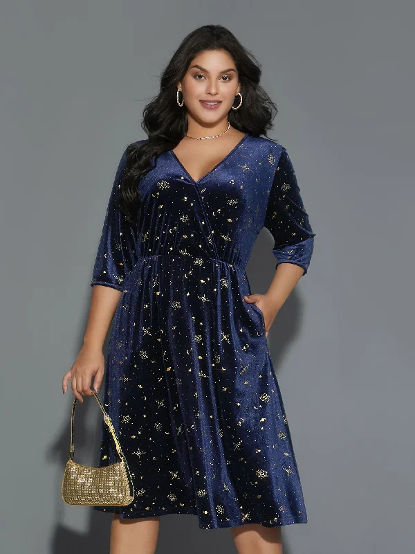 Velvet Moon & Star Overlap Collar Midi Dress Zara midi dresses