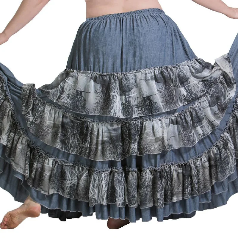 Belly Dance Grey Ruffled Skirt | FESTIVAL CIEL Designer unclassified skirts