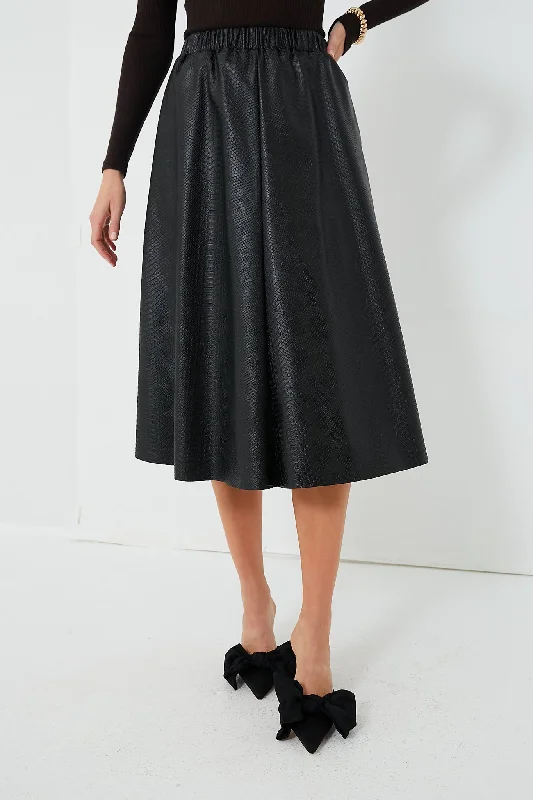 Black Vilma Vegan Leather Embossed Skirt Fashionable unclassified skirts