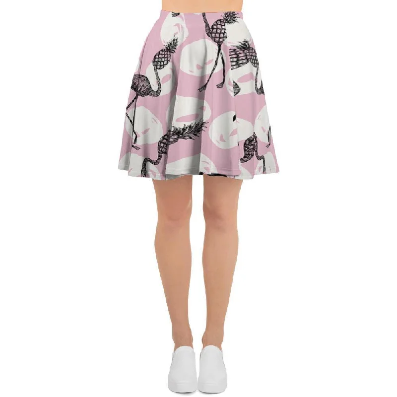 Flamingo Pineapple Print Women's Skirt Button-front unclassified skirts