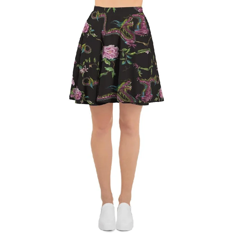 Floral Janpanese Dragon Print Women's Skirt Low-rise unclassified skirts