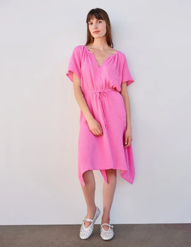 Sundry Handkerchief Hem Maxi in Magenta Vacation maxi dresses