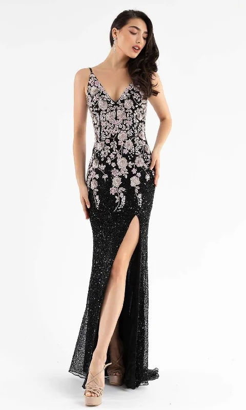 Primavera Couture - 3730 Beaded Plunging V-Neck Gown Fashion-forward party dresses