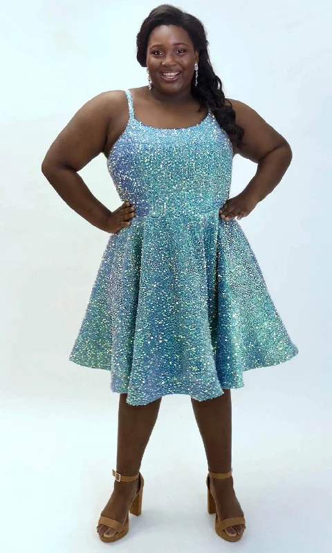 Sydney's Closet SC8125 - Scoop Neck Sparkly Cocktail Dress Cheap party dresses