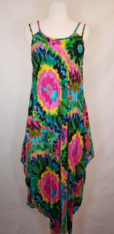 Floral Tie-Dye Sundress (Pink & Green) Zara floral dresses