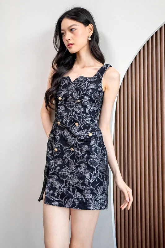 JOUR PRINTED DRESS IN BLACK Maxi floral dresses