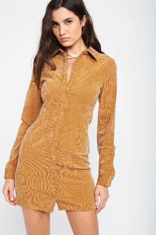 Closer to You Corduroy Dress - Tan Y2K unclassified dresses