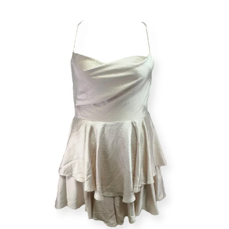 Mon Cherie Romper By Selfie Leslie In Champagne, Size: L Bright color unclassified dresses