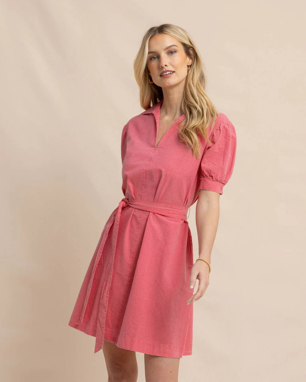 Southern Tide Calan Washed Seersucker Dress - Camelia Rose Pink Anniversary unclassified dresses