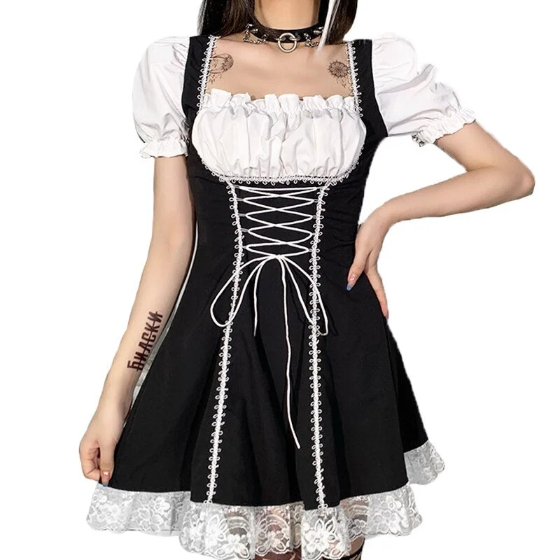 2022 Kawaii Black Cute Lolita Maid Costumes Girls Women Lovely Maid Cosplay Costume Animation Show Japanese Outfit Dress Clothes Short unclassified dresses