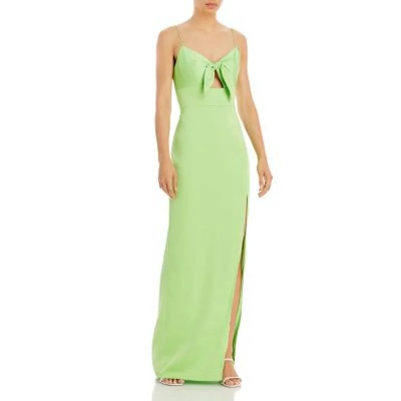 Aidan Ladies Lime Green Tie Front Bodice Gown w/ Slit Boho unclassified dresses