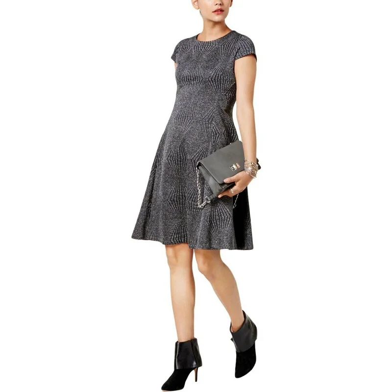 ALFANI LADIES GEM STONE METALLIC THREADED DRESS, BLACK/SILVER Boho unclassified dresses