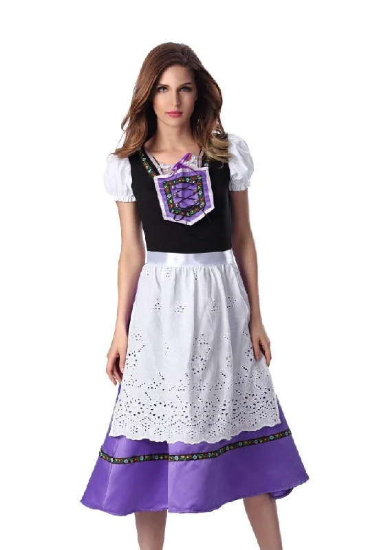 Beer Festival Cosplay Purple Maid Peasant Costume For Adult Women Halloween Carnival German Bavarian Oktoberfest Fancy Dress Petite unclassified dresses