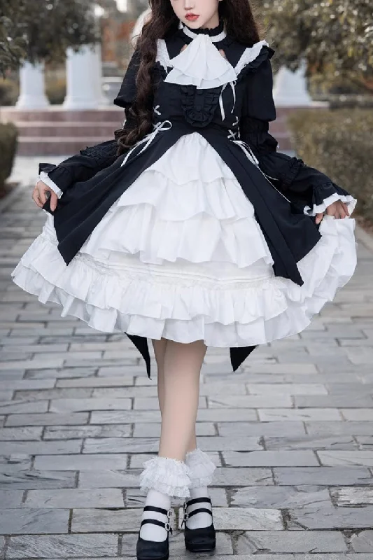 Black/White Night Gem Dark Magic Detachable Sleeves Cardigan Gothic Lolita Dress One-shoulder unclassified dresses