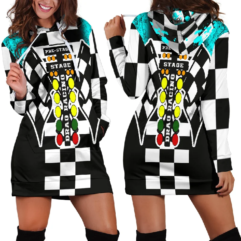 Drag Racing Hoodie Dress Carolina Blue Embroidered unclassified dresses