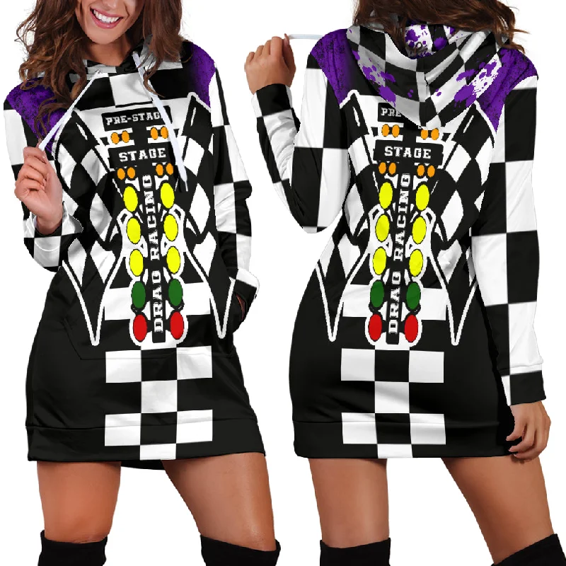 Drag Racing Hoodie Dress Purple Silk unclassified dresses