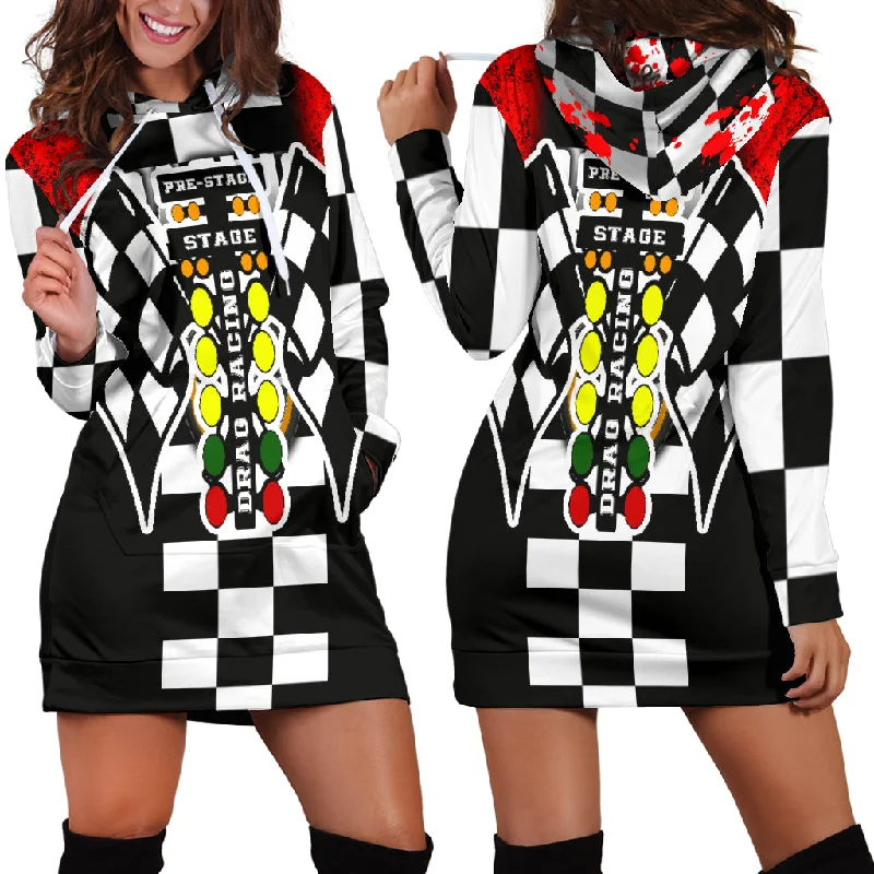 Drag Racing Hoodie Dress Red Casual chic unclassified dresses