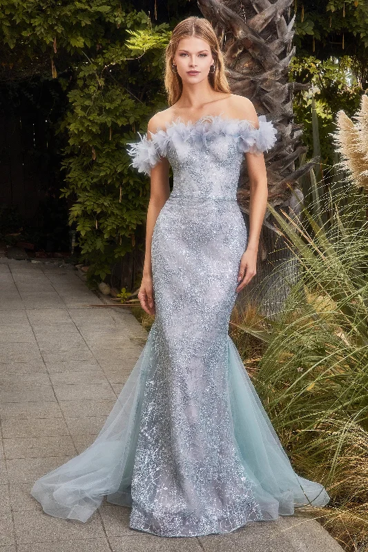 Enchanted Elegance: Captivating Gown with 3D Feathered Flowers Knitted unclassified dresses