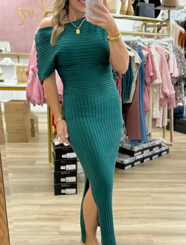 Green Off the Shoulder Dress Mesh unclassified dresses