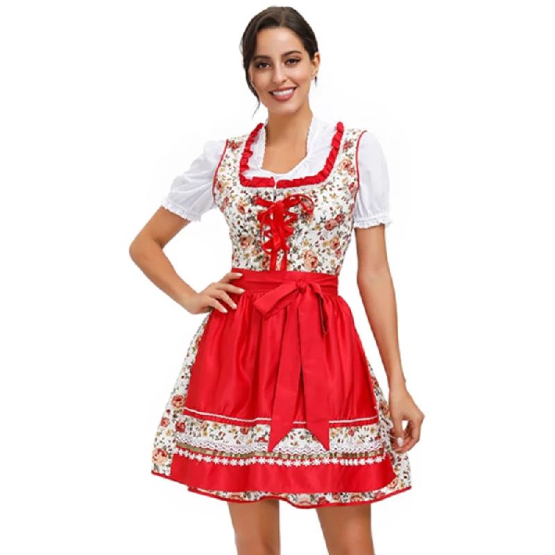 High Quality Women Oktoberfest Costume German Beer Girl Costume Traditional Bavarian Dirndl Dress With Blouse Apron A-line unclassified dresses