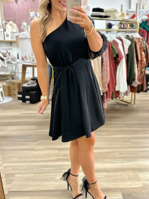 Jade-Black One Shoulder Dress Best-selling unclassified dresses