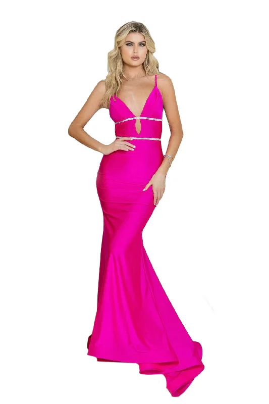 Double Rhinestone Form Fitting Gown Halter unclassified dresses