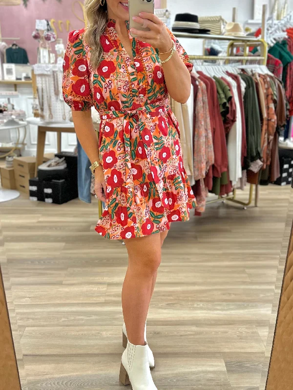 Joy Joy-Orange Poppies Dress Discounted unclassified dresses