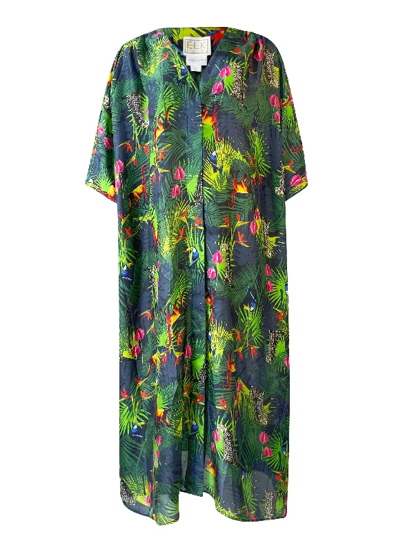 BLOSSOM JUNGLE Silk Cover-Up Dress Long sleeve unclassified dresses