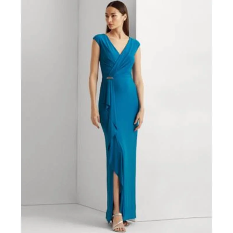 Lauren Ralph Lauren Ladies Bondi Blue Ruffle Trim Jersey Gown Spring unclassified dresses