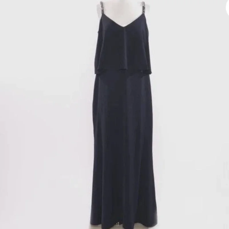 Lauren Ralph Lauren Navy Blue Sheath Evening Gown Dress w/ Beaded Straps Party unclassified dresses