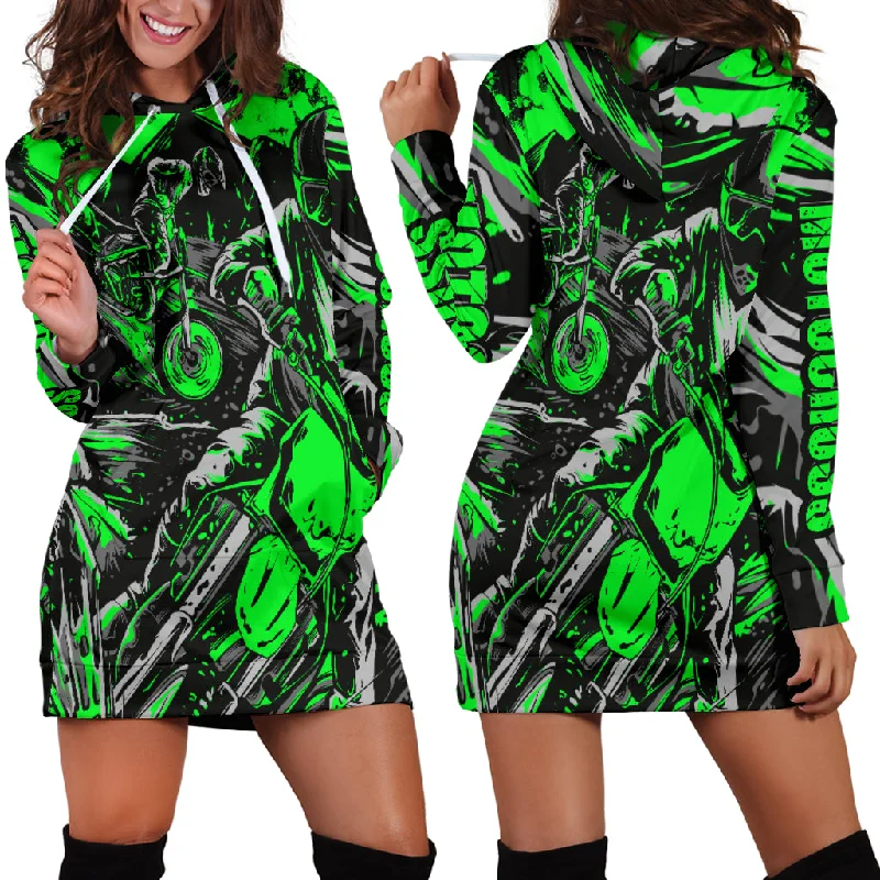 Motocross Hoodie Dress Green Party unclassified dresses