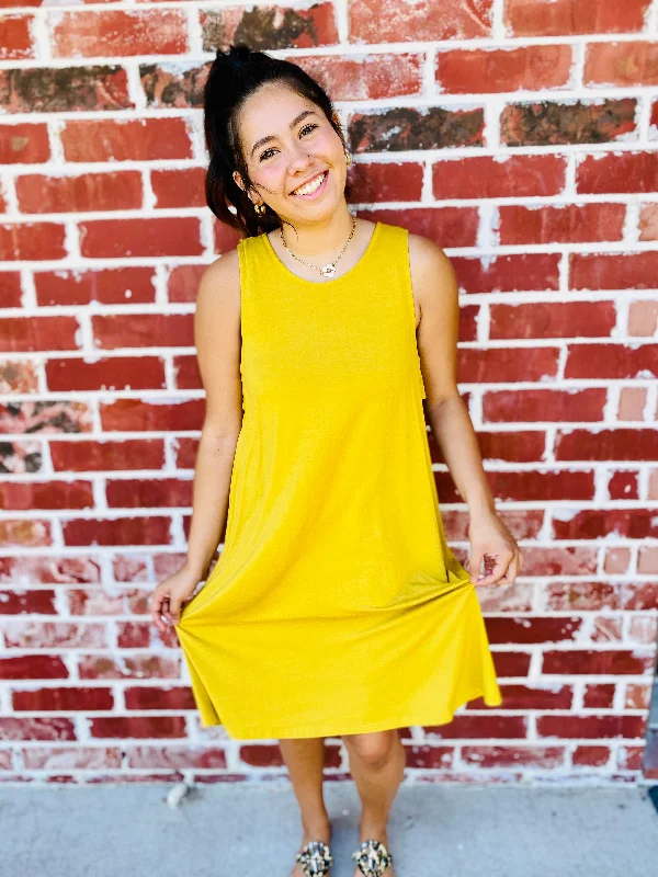 Mustard Come Away With me Ruffle Dress Designer unclassified dresses