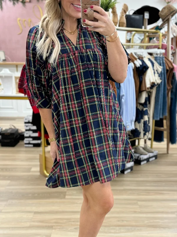 Navy Plaid Dress Festival unclassified dresses