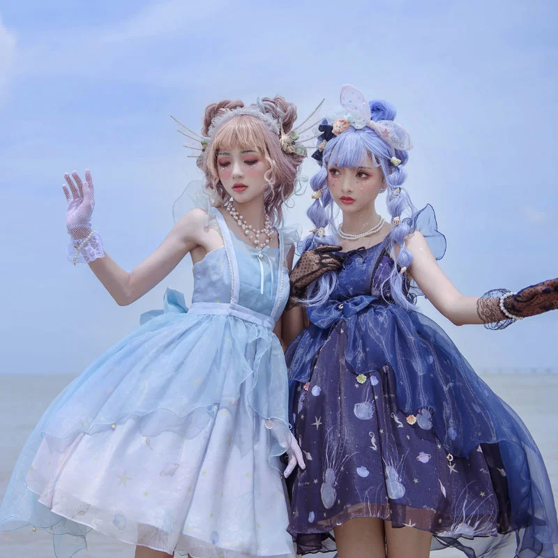 Puff Hanagasa Princess Lolita Jellyfish Summer Cool JSK dress Embroidered unclassified dresses